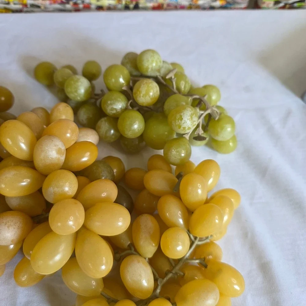 Vintage MCM Lucite Acrylic Grape Clusters Amber Yellow Green Set of 4 Decor